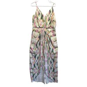 Chelsea28 Maxi Dress Watercolor Lined High Low GORGEOUS Size 4/6 Coquette